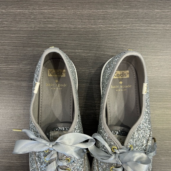 Kate Spade Keds Silver Glitter Champion Sneakers with Ribbon Laces Women’s 9 - Picture 5 of 8